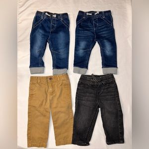 Set of 4 toddler boy pants - size 12 months